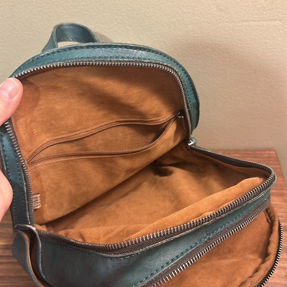 EUC Teal Blue Green Patricia Nash Leather Woven Backpack Bag Purse - Picture 6 of 7